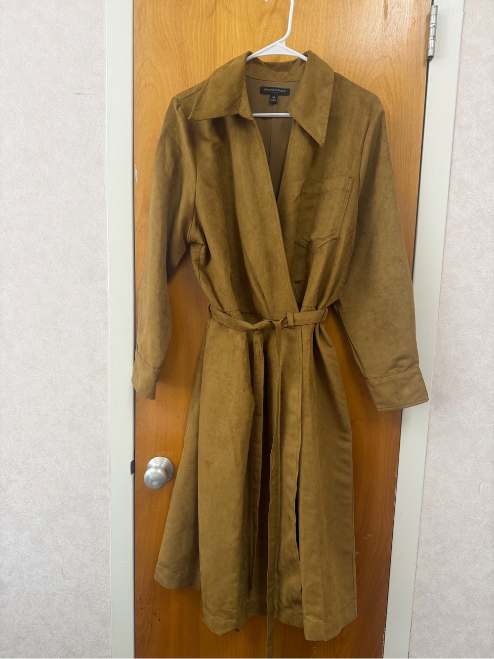 Banana Republic Suede-Feel Trench Coat - Tan Brown